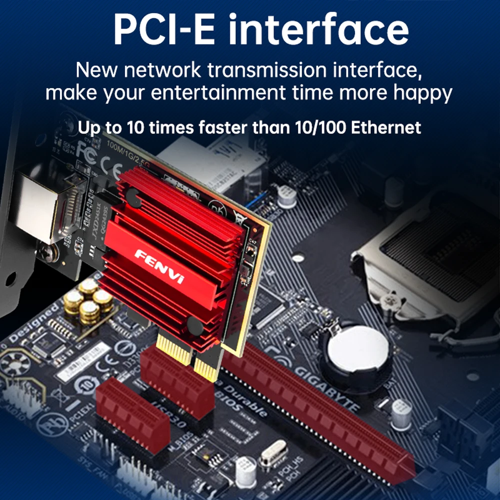 FENVI 2.5G PCI-E To RJ45 Network Card RTL8125B Chip 100/1000Mbps 2.5Gbps Ethernet Wired LAN Controller Adapter For Win7/8/10/11 - Image 6