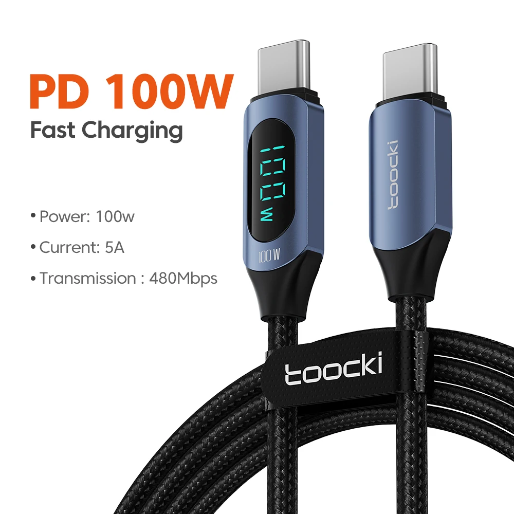 Toocki 100W Type C to Type C Cable PD Fast Charging Charger USB C to USB C Display Cable For Macbook iPad Data Cord Wire - Image 9