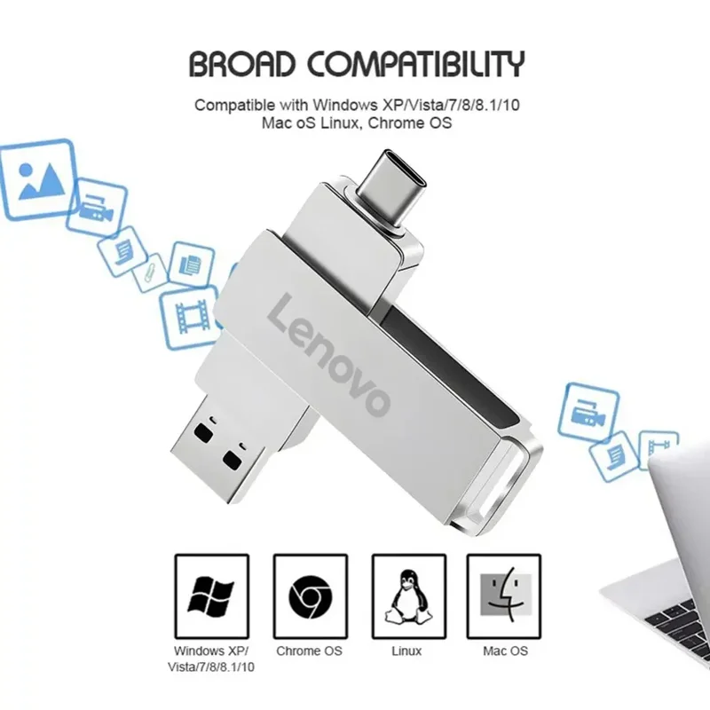 Lenovo High Speed USB 3.0 Flash Drive 512GB Metal Type-C U Disk 256GB 128GB Memory Stick for PC Phone Data Transfer Network Card - Image 6