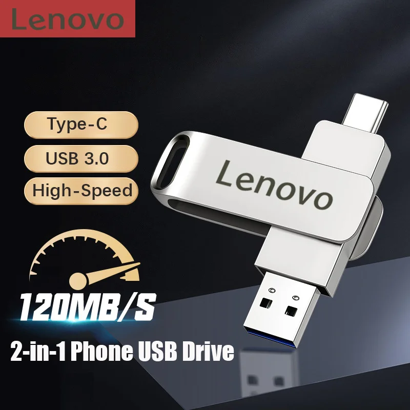 Lenovo Flash drive 512GB 256GB 128GB 64GB 32GB Type C USB 3.0 Memory Mini Usb Stick Dual C Pendrive for Andriods SmartPhone PC
